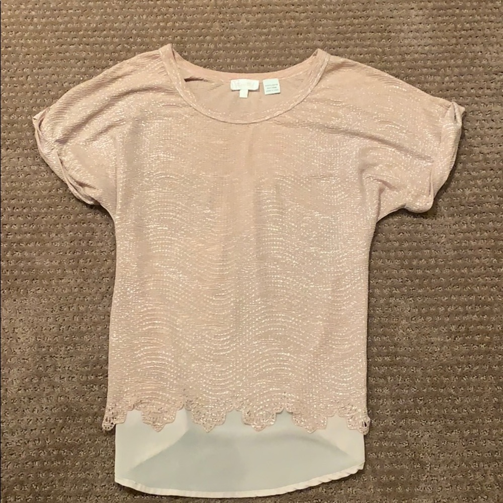 Gold shimmer top with lace scale bottom